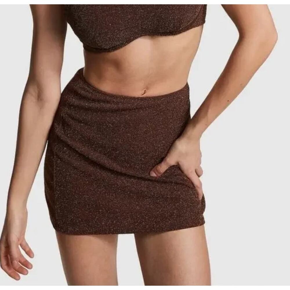 Victoria’s Secret PINK Cover-Up Mini Skirt Beach Swim Women Large brown Ganache